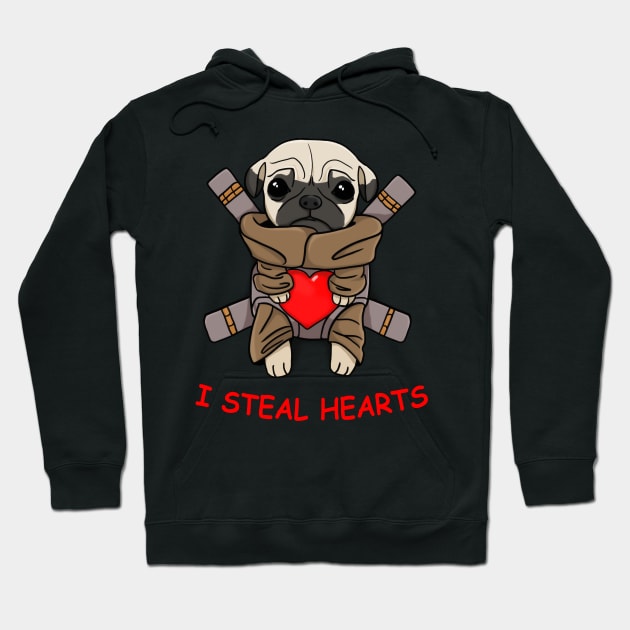 Valentines Day gift baby Pug dog I Steal Hearts Pug Lover T-Shirt Hoodie by nayakiiro